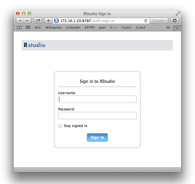 RStudio sign in