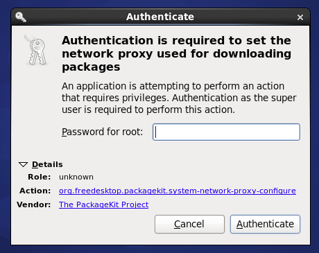 Authentication is required to set the network proxy used for downloading packages