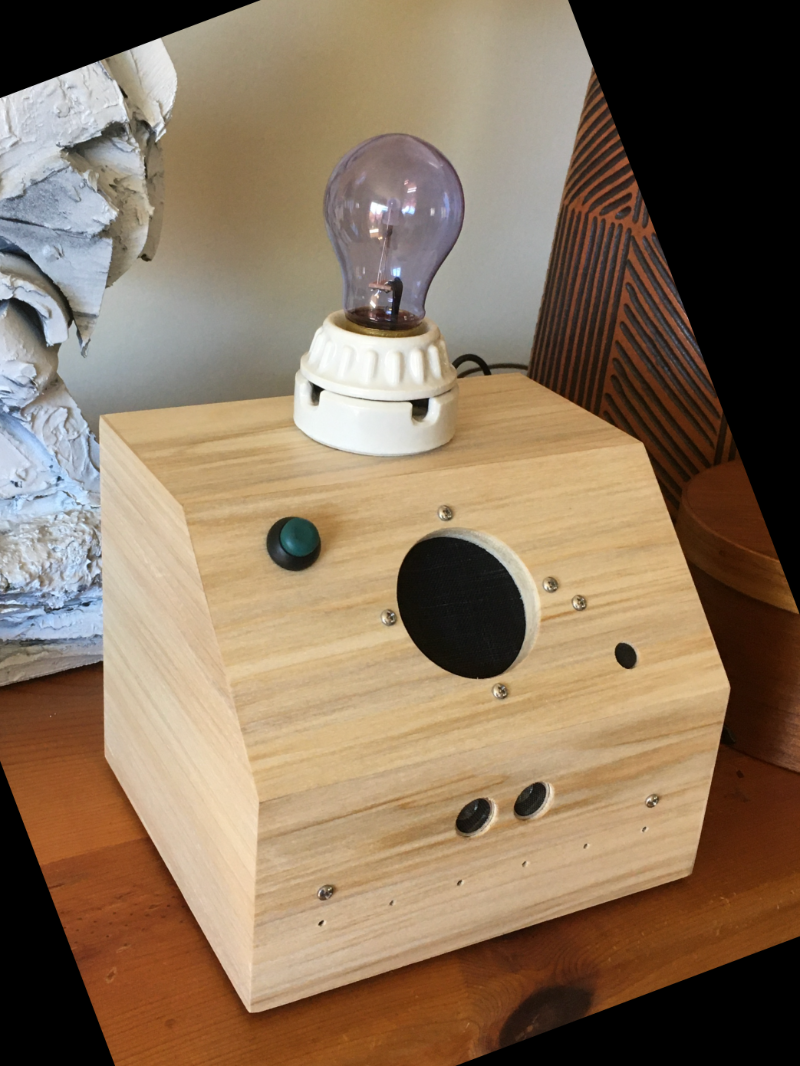 Box with lamp, speaker, mic, and LEDs